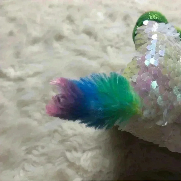 Ty Beanie Boo Pixy Unicorn Shiny Pink  / White / Rainbow Sequins 6” - Picture 8 of 12